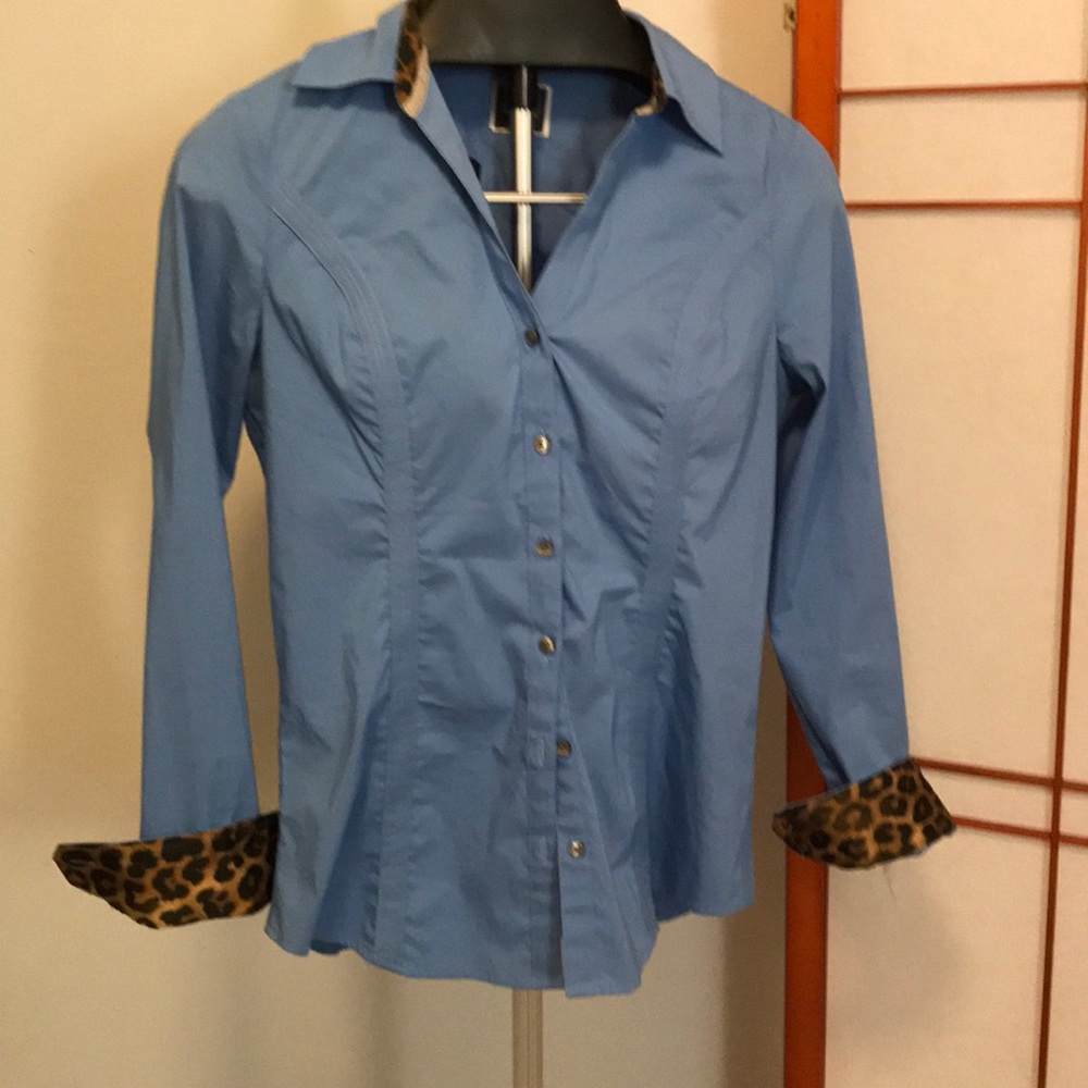 Express blue dress shirt with trim